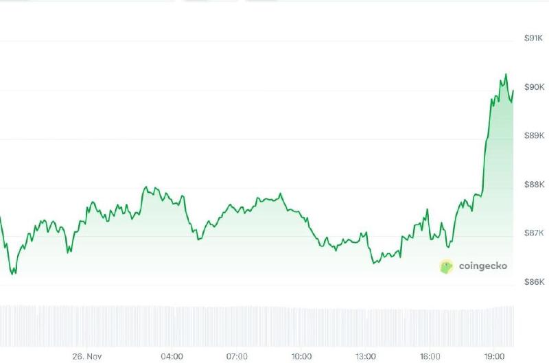 Bitcoin price in the last 24 hours. Source: Coingecko.
